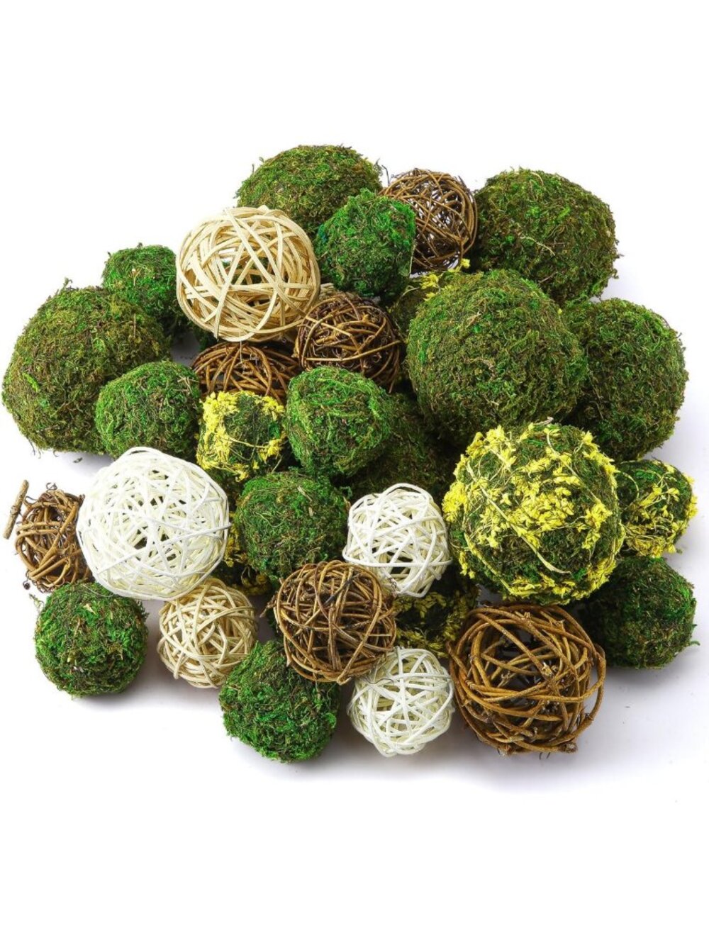 36 Pcs Decorative Moss Balls - Handmade Rattan Orbs for Centerpiece & Table